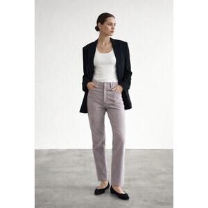 We The Free Mauve Corduroy Button Fly Pants Mid Rise Slim Straight Leg Size 29